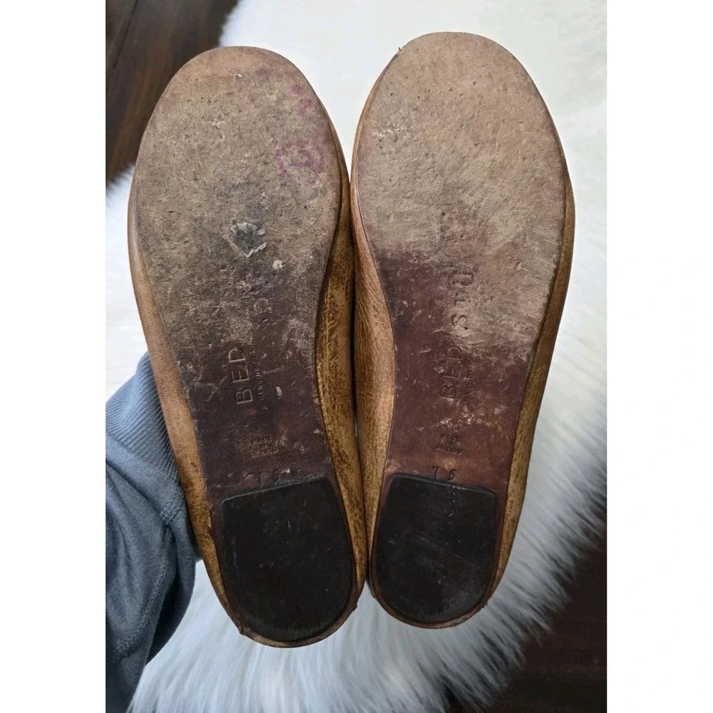 Bed Stu Brown Ballet Flats Braided Leather Slip On Boho Women's Size 7.5